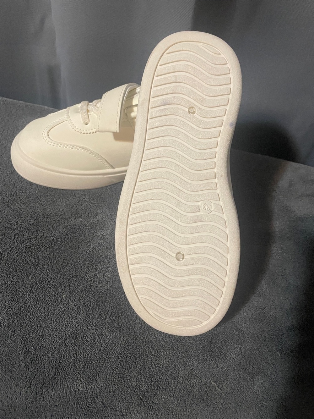 Kids White Velcro & Lace Sneakers with Silver Accent - Picture 4 of 5